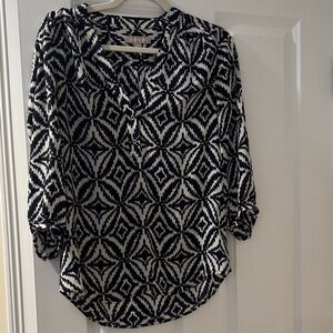 Banana Republic Navy and White Silk Women's Top